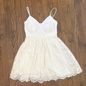 White Lace Spaghetti Strap Dress